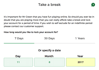 Self-exclusion in online casinos