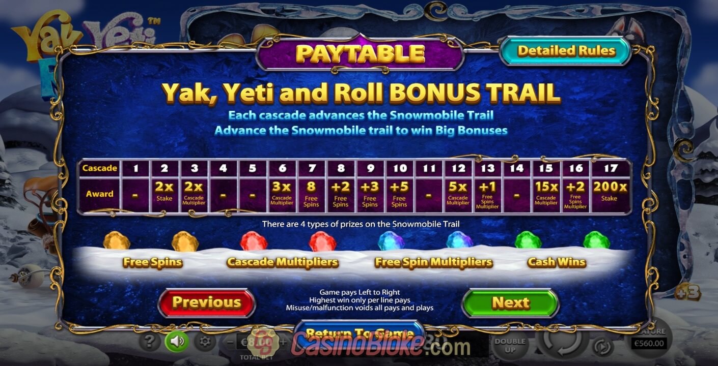 Yak, Yeti and Roll Slot Screenshots